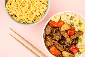Chinese Style Beef In Black Bean Sauce With Fried Rice