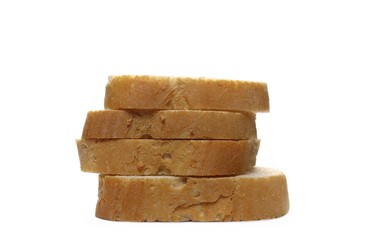Bread slices without additives, isolated on white background