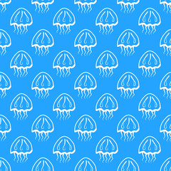 Vector seamless pattern with jellyfishes
