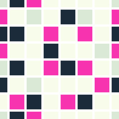 Seamless pattern of colored squares. Colored squares, mosaic with white border. An endless pattern. Tiles, Wallpapers, paper. Vector illustration.