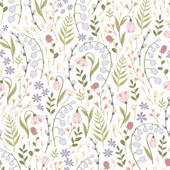 Seamless spring pattern from hand-painted flowers