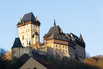 Fototapeta na wymiar Gothic castle Karlstejn founded by Charles IV, Holy Roman Emperor and King of Bohemia, Bohemia, Czech Republic on a sunny spring day