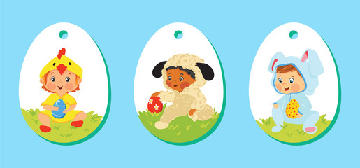 Set of easter price tags, gift labels for kids