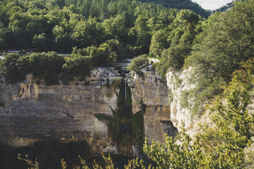 Waterfall Salto de Sallent near village Ripit i Pruit, Catalonia, Spain