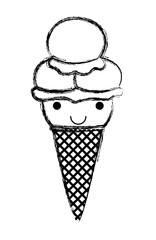 delicious ice cream kawaii character vector illustration design