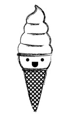 delicious ice cream kawaii character vector illustration design
