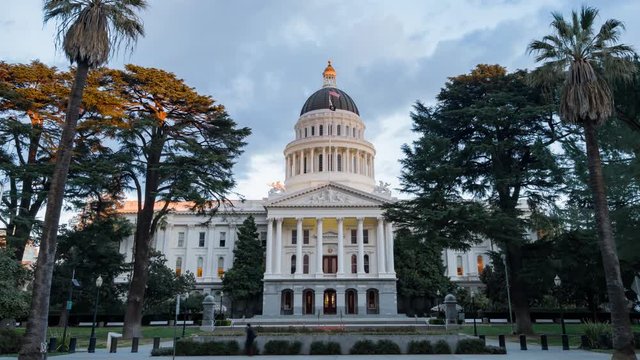 Afternoon exterior timelapse of the historical California State Capitol