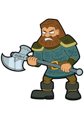 Dwarf warrior/ Illustration cartoon classical fantasy dwarf warrior with an axe