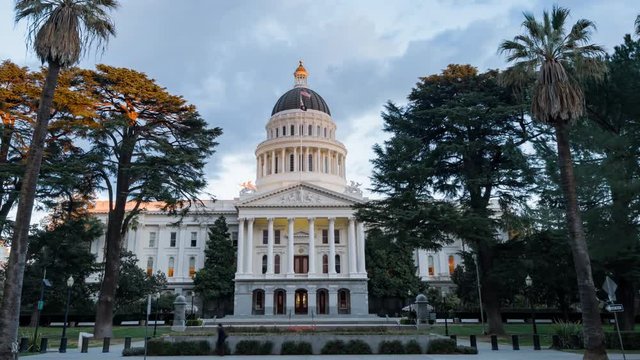 Afternoon exterior timelapse of the historical California State Capitol