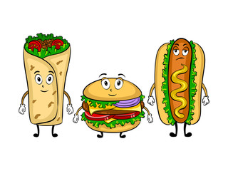 Fast food bus cartoon pop art vector illustration