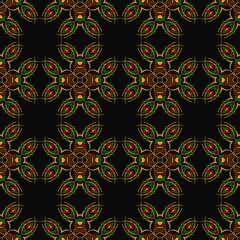 Vector damask seamless pattern background botanic garden curve square cross vine frame flower