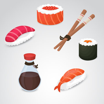 Sushi vector 3d, realistic icon.