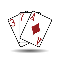 Three diamonds playing cards vector illustration