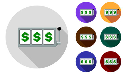 Dollar slot reels icon set