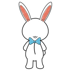 cartoon rabbit with bow tie icon over white background vector illustration