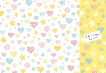 Hearts, stars and stripes pattern (pattern swatch)