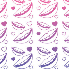 Naklejka premium sensuality lips and hearts pattern background vector illustration design