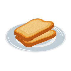 slice bread on dish design vector illustration