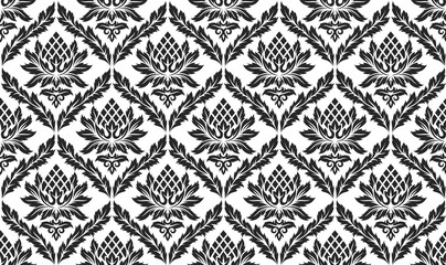 Seamless floral Damascus wallpaper pattern. Vector illustration.