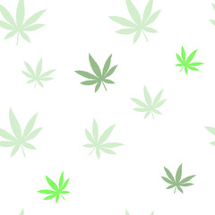 Seamless pattern of cannabis or marijuana leaves. Suitable for use in the design of packaging, advertising, posters