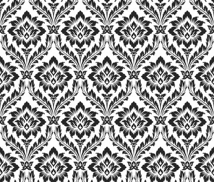 Seamless floral Damascus wallpaper pattern. Vector illustration.