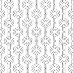 Black geometric ornament on white background. Seamless pattern