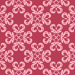 Red floral seamless background. Ornamental pattern