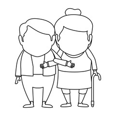 couple of grandparents avatars characters vector illustration design