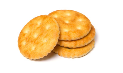 Biscuit cracker yellow round isolated on white background