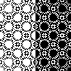 Black and white floral backgrounds. Set of monochrome seamless patterns