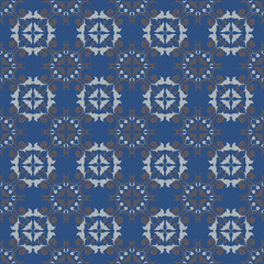 Blue floral seamless background. Design pattern with flower elements