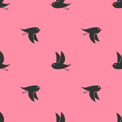 seamless pattern of little birds