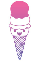 delicious ice cream kawaii character vector illustration design