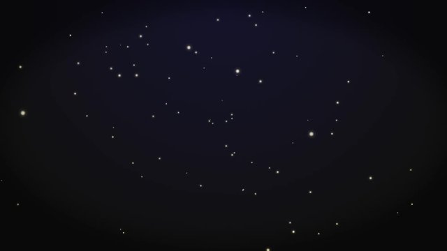 Animation of night sky with moving points like stars or firefly, fast