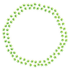 Round frame from marijuana leaves. Suitable for use in the design of packaging, advertising, posters