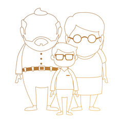 couple of grandparents with grandson avatars characters vector illustration design