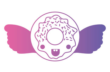 sweet donut with wings kawaii character vector illustration design