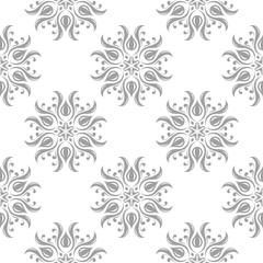 Gray floral seamless pattern on white background