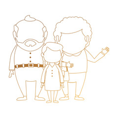 couple of grandparents with granddaughter avatars characters vector illustration design