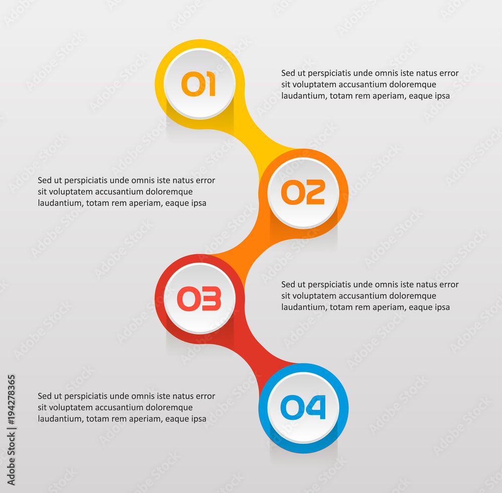 Leinwandbilder vertical text steps infographics - can illustrate a strategy, workflow or team work, vector flat col