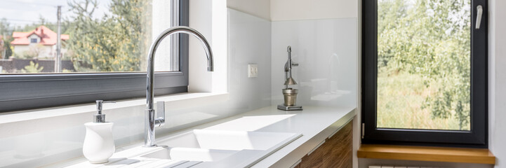 Kitchen worktop with sink - obrazy, fototapety, plakaty