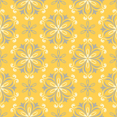 Yellow floral seamless pattern. Background with flower design