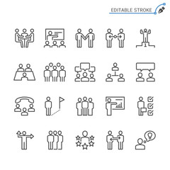 Business people line icons. Editable stroke. Pixel perfect.
