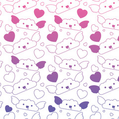 cute cloud with wings kawaii character pattern vector illustration design