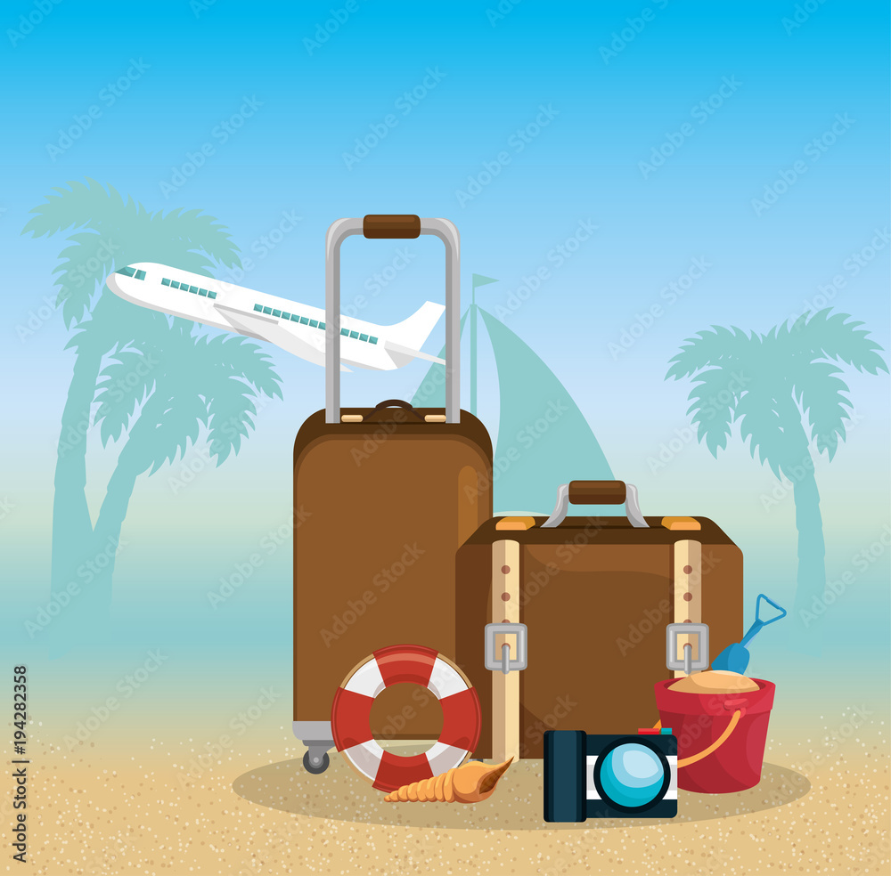 Canvas Prints summer vacattions set icons vector illustration design