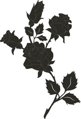 Black silhouette roses and leaves.
