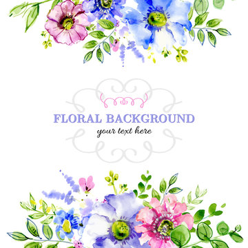 Pastel floral background in watercolor style