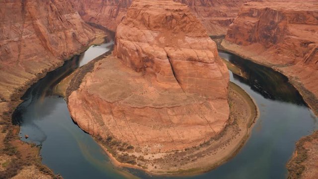 Pan Shot Bottom Up Canyon Horseshoe Colorado River Arizona Slow Motion 4k
