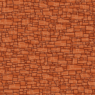 Seamless red wall from stones of different sizes.