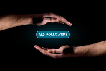 Hand show a icon of followers